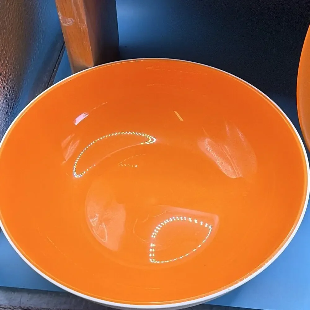 Tupperware Orange/White Plastic Round Bowl 740 ml Snap Lid 2pc Set 6292A-3